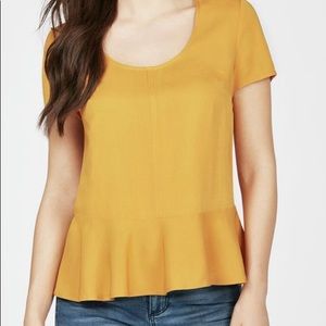 Justfab Yellow Mustard Flounce top peplum blouse